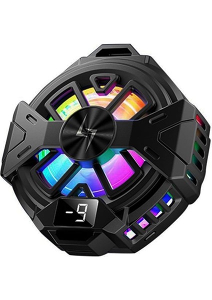 Manyetik Arka-Klipsli Dijital Göstergeli Rgb Işıklı Cep Telefonu Soğutucu Fan