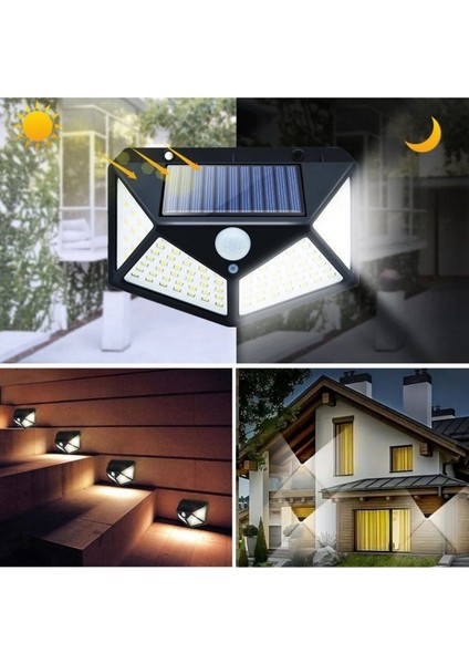 3 Farklı Aydınlatmalı Solar Hareket Sensörlü Bahçe Duvar Lambası Siyah