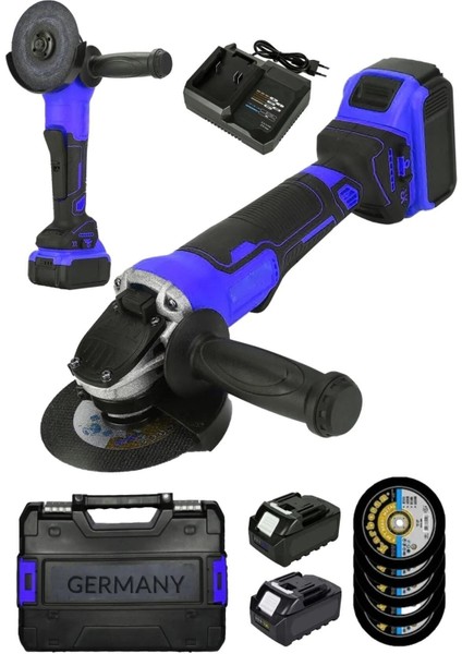 Çift Akülü 125MM Taşlama Seti, Şarjlı El Aleti, Spiral Taşlar, 5 Adet