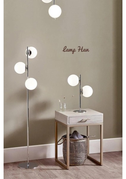 3 Başlı Metalik Dekoratif Lambader, Şık ve Modern Tasarım