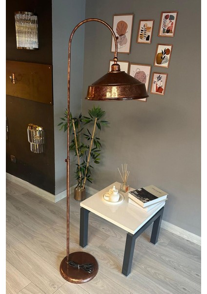 Kahverengi Modern Dekoratif Metal Zemin Lambası, Oturma ve Çalışma Odası Şıklığı