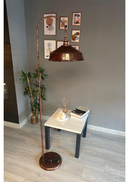 Kahverengi Modern Dekoratif Metal Zemin Lambası, Oturma ve Çalışma Odası Şıklığı
