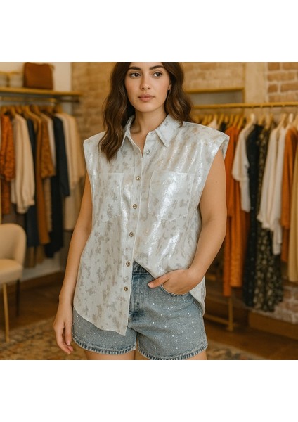 Gümüş Yaldız Detayli Sııfr Kol Vatkalı Gömlek fiyatları