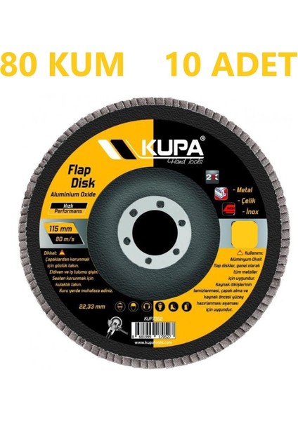 115 mm 80 Kum Flap Disk Zımpara Taşı 10'lu Paket