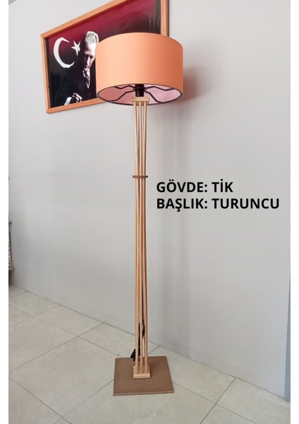 Turuncu Ahşap Lamba, Şık ve Doğal Tasarım, Ev Dekorasyonu Için Ideal Seçim