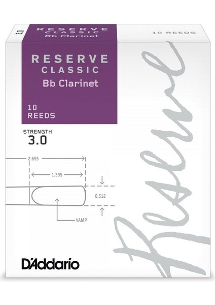Sib Klarnet Kamışı, D'addario Woodwinds Reserve Classic, No:3, Kaliteli Ses Sağlar