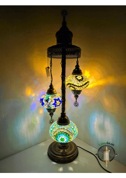 El Yapımı 3'lü Mozaik Cam Lambader, Şık ve Renkli Tasarım fırsatları