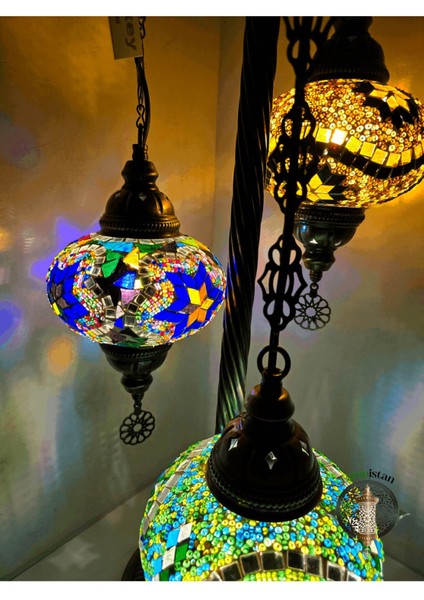 El Yapımı 3'lü Mozaik Cam Lambader, Şık ve Renkli Tasarım indirimleri