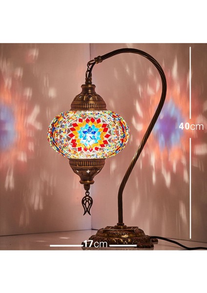 Çok Renkli Osmanlı Mozaik Ayaklı Lambader, 40 Cm, Otantik Dekoratif Lamb.