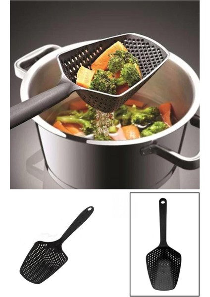 Pratik Süzgeçli Kepçe, Kızartma ve Makarna Için Çok Amaçlı Kevgir