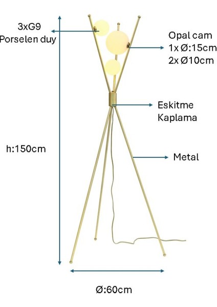 Kahverengi Eskitme Kaplamalı Modern Lambader PLC-1205-L-E fiyatları