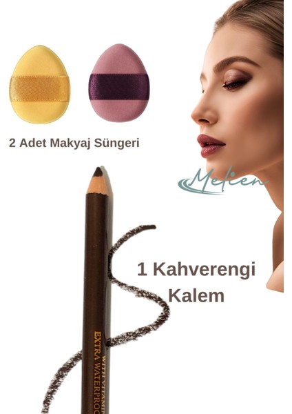 1 Suya Dayanıklı Dolgun Dudak Göz Pürüzsüz Eyeliner Kaş Boyama Kalemi Peeling Dudak 2 Makyaj Süngeri