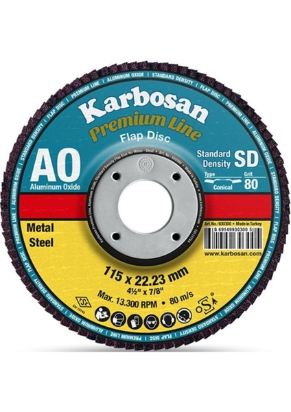 115 40 Nk Alüminyum Oksit Flap Zımpara, 10'lu Paket