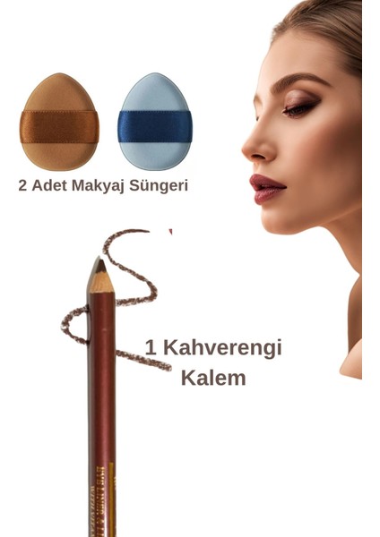 1 Suya Dayanıklı Dolgun Dudak Göz Pürüzsüz Eyeliner Kaş Boyama Kalemi Peeling Dudak 2 Makyaj Süngeri