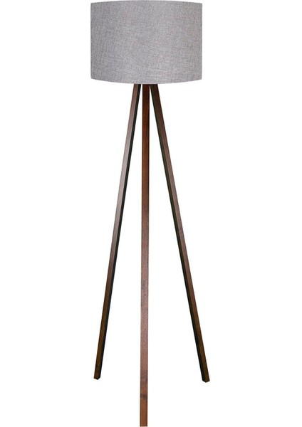 Antrasit Lambader, Keten Kumaş, Ahşap Ayak, Modern Tasarım, Şık ve Rahat Işıklandırma