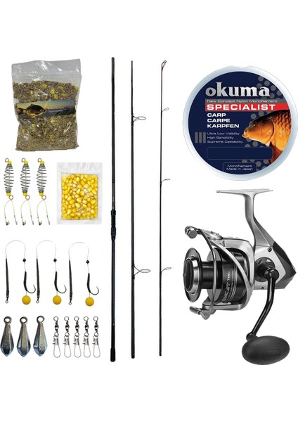 Yekoutdoor Profesyonel Göl Oltası Seti Prologic C-Series 13FT 390CM 3 Parça&okuma Tomcat TMC-8000 6+1bb Olta Makinesi