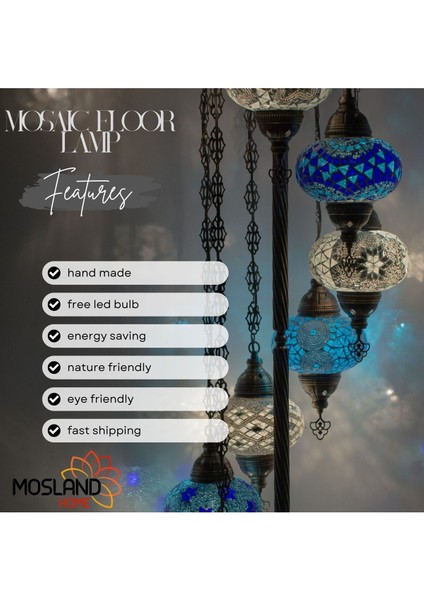 7'li Mozaik Lambader, Köşe Lambası, Otantik ve Dekoratif Aydınlatma Seçeneği indirimleri