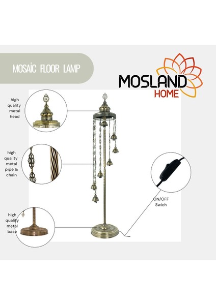 7'li Mozaik Lambader, Köşe Lambası, Otantik ve Dekoratif Aydınlatma Seçeneği