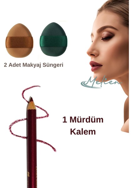 1 Suya Dayanıklı Dolgun Dudak Göz Pürüzsüz Eyeliner Kaş Boyama Kalemi Peeling Dudak 2 Makyaj Süngeri