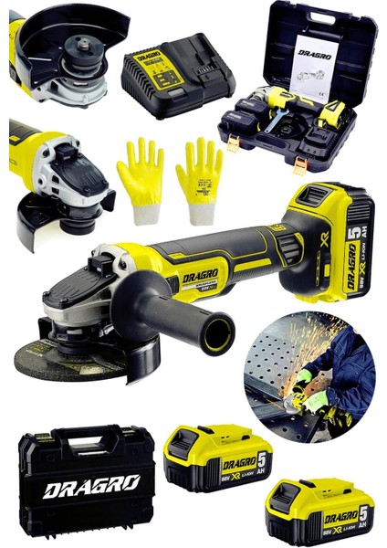 Akülü Taşlama Makinesi, Şarj Göstergeli, Devir Ayarlı, Taşınabilir, Sarı Renk