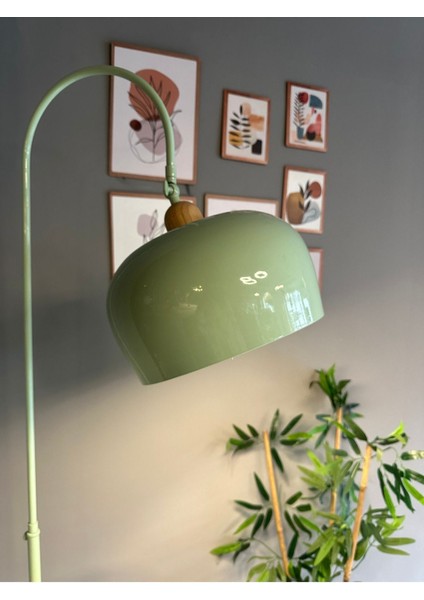 Yeşil Metal Lambader, Hareketli Başlık, Sehpalı, Modern ve Dekoratif Tasarım modelleri