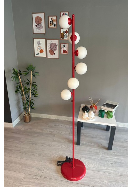 Kırmızı Modern Metal Zemin Lambası, Oturma ve Çalışma Odası Için Dekoratif Aydınlatma