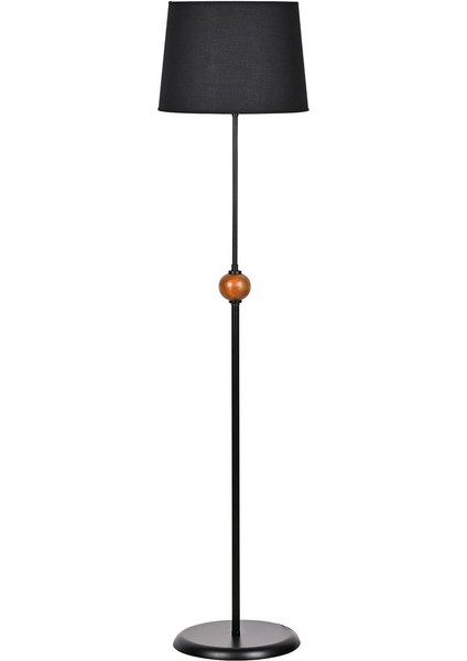 Şık Ahşap Detaylı Metal Lambader, Siyah, 155X37X37 cm fiyatları