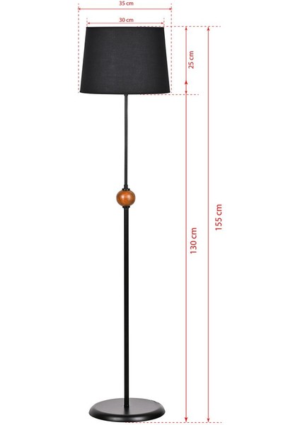 Şık Ahşap Detaylı Metal Lambader, Siyah, 155X37X37 cm fırsatları