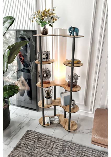 Meşe Renkli Lambader ve Kitaplık Takımı, Şık ve Fonksiyonel Tasarım fiyatları