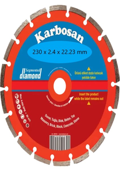 Segmentli Elmas Kesici 230X2.4X22.23 Mm, Dayanıklı ve Yüksek Performanslı Araç