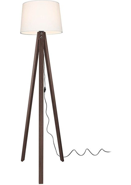 Şık Tripod Lambader Konik Kumaş, Krem Kahve, Modern ve Zarif Tasarım LY684