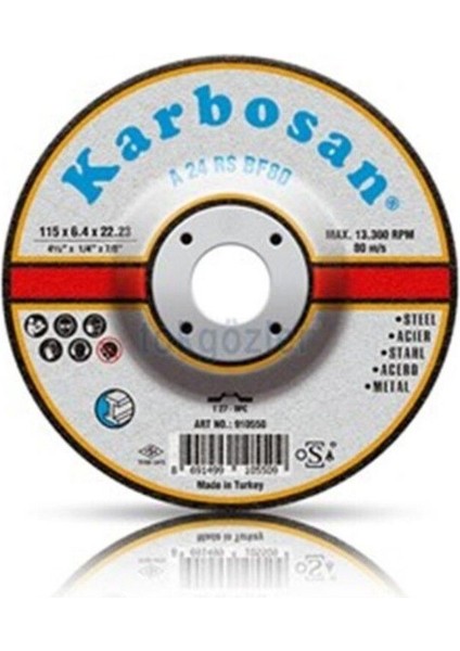 Çelik Taşlama Taşı 180X6.4X22.23 Mm, 10'lu Paket