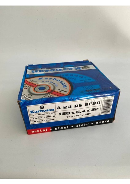 Çelik Taşlama Taşı 180X6.4X22.23 Mm, 10'lu Paket