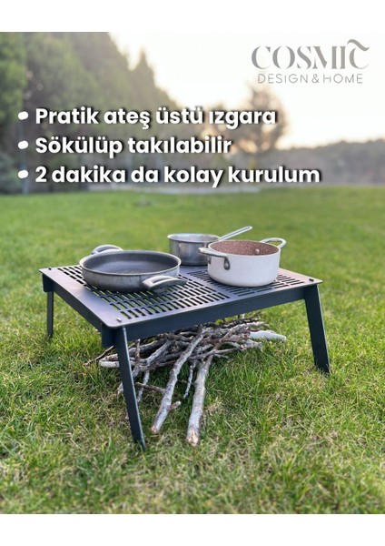 Pratik Ateş Üstü Izgara Kamp Izgarası Kamp Ocağı