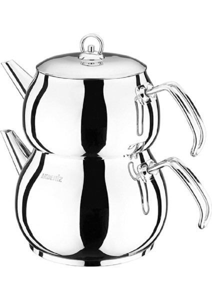 Gri Orta Boy Metal Kulp Küre Çaydanlık, Şık ve Dayanıklı Çelik Tasarım