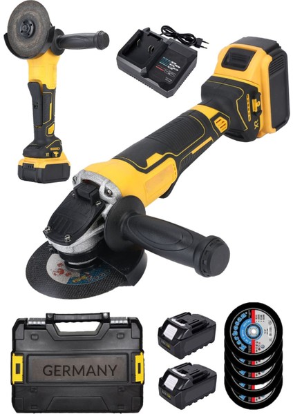 Çift Akülü Şarjlı Taşlama Seti, 125MM Spiral Taşlar, 5 Adet, Kömürsüz, Profesyonel