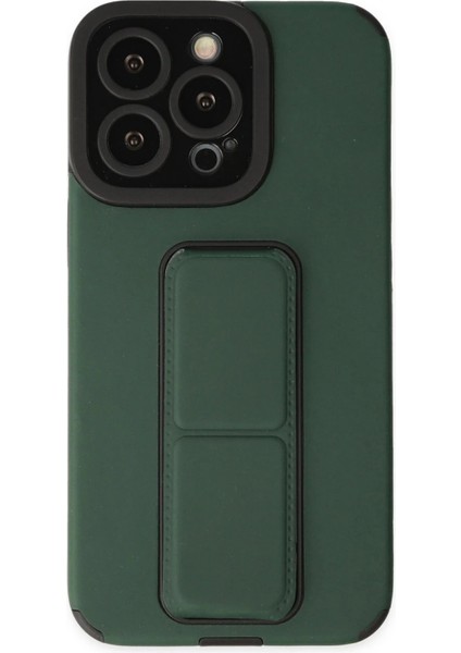 Newface iPhone 13 Pro Max Kılıf Mega Standlı Silikon - Yeşil