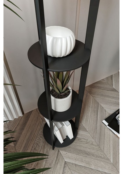 Yuvarlak Ceviz Renkli Raflı Şık Lambader, Sıcak ve Modern Aydınlatma Seçeneği modelleri