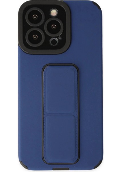 Newface iPhone 13 Pro Max Kılıf Mega Standlı Silikon - Mavi