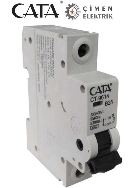 Cata Ct 9614 1X25A 4.5ka B Tipi Otomatik Sigorta