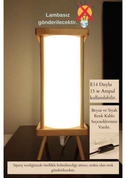Aç-Kapa Anahtarlı Beyaz Ahşap Gece Lambası, Abajur, Hediyelik fiyatları