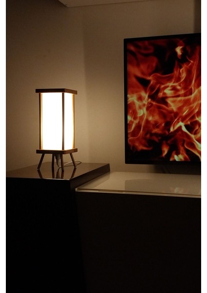 Aç-Kapa Anahtarlı Beyaz Ahşap Gece Lambası, Abajur, Hediyelik modelleri