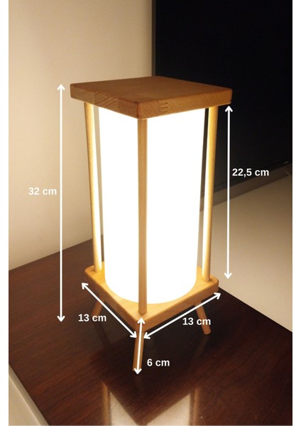 Aç-Kapa Anahtarlı Beyaz Ahşap Gece Lambası, Abajur, Hediyelik