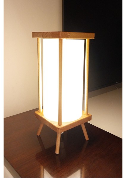 Aç-Kapa Anahtarlı Beyaz Ahşap Gece Lambası, Abajur, Hediyelik