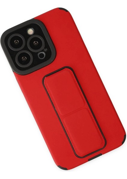 Newface iPhone 13 Pro Max Kılıf Mega Standlı Silikon - Kırmızı fiyatları