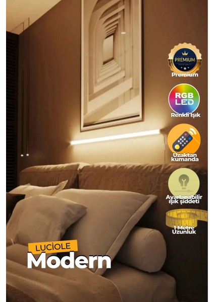 Renkli LED Lambader, 1m Yapışkanlı, Uzaktan Kumandalı, Her Alana Uygun, Pembe Modülü fiyatları