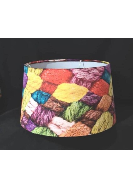 Renkli Halat Örgü Lambader Başlığı, 40 cm Çap, Şık ve Modern Tasarım