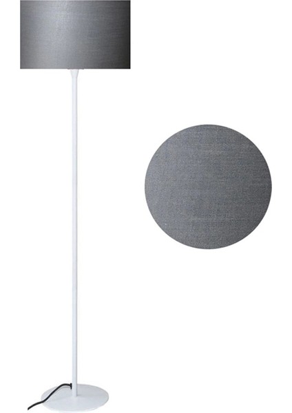 Antrasit Silindir Başlık Beyaz Lambader Metal Tekli Ayak 7324