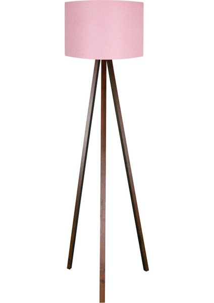 Şık Üç Ayaklı Yuvarlak Kumaş Lambader, Pembe ve Kahverengi Tasarım