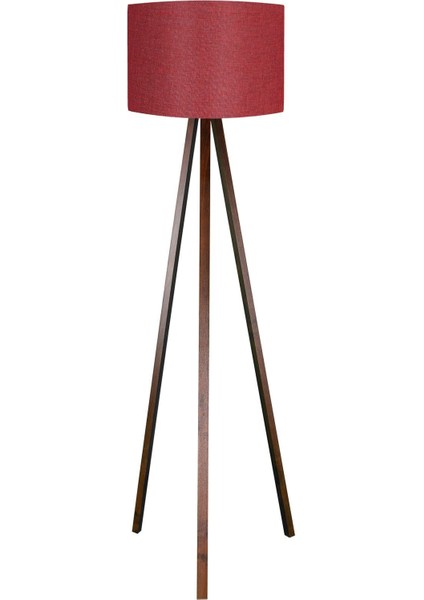 Şık Üç Ayaklı Yuvarlak Kumaş Lambader, Kahverengi ve Bordo Detaylı Tasarım